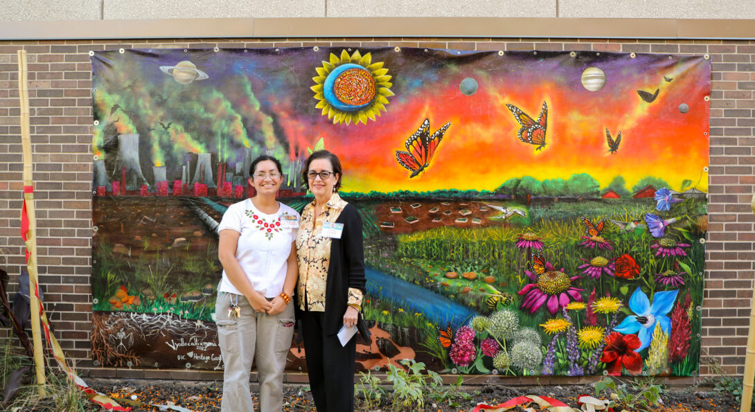 mural hanging outside the Latino Cultural Center.