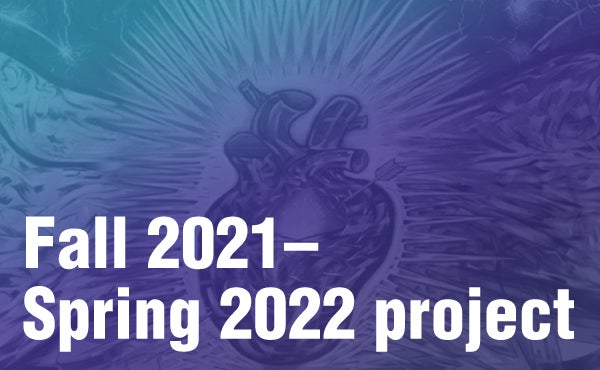 blue image of the heart mural with the title Fall 2020-Spring 2021 project on the front